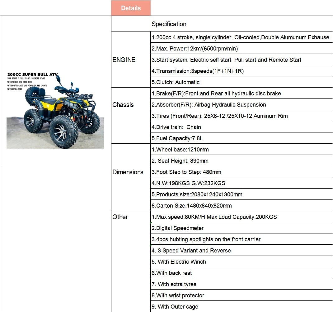 200cc atv 4 stroke