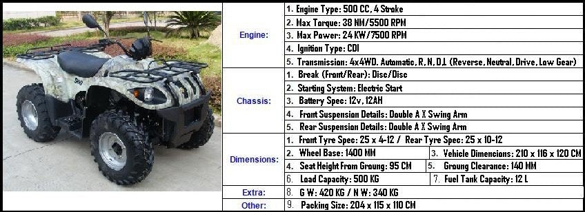 Atv 500cc quad bike big size