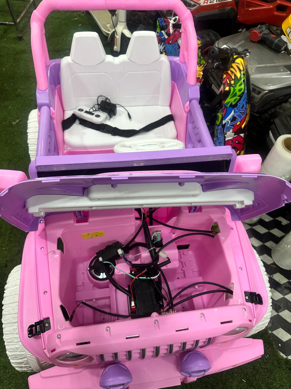 pink jeep 24v 4 by 4 ride on car with bonut open wn502n b
