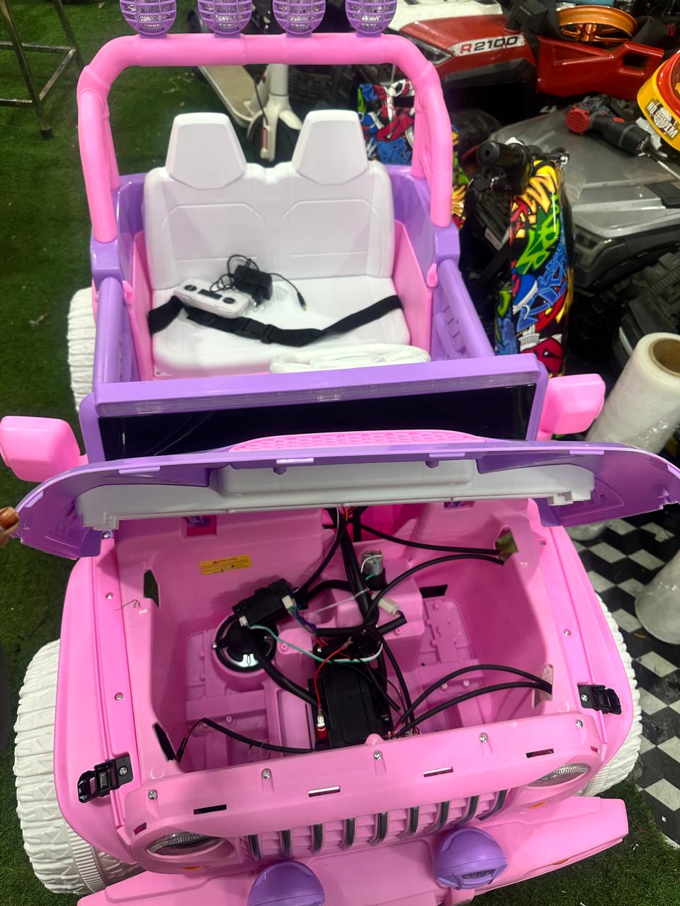 pink jeep 24v 4 by 4 ride on car with bonut open wn502n b