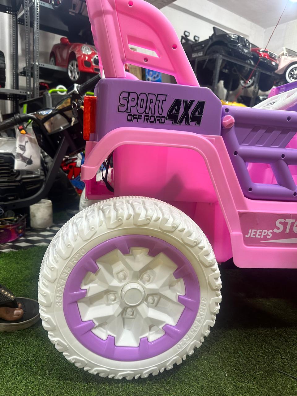 pink jeep 24v 4 by 4 ride on car with bonut open wn502n b