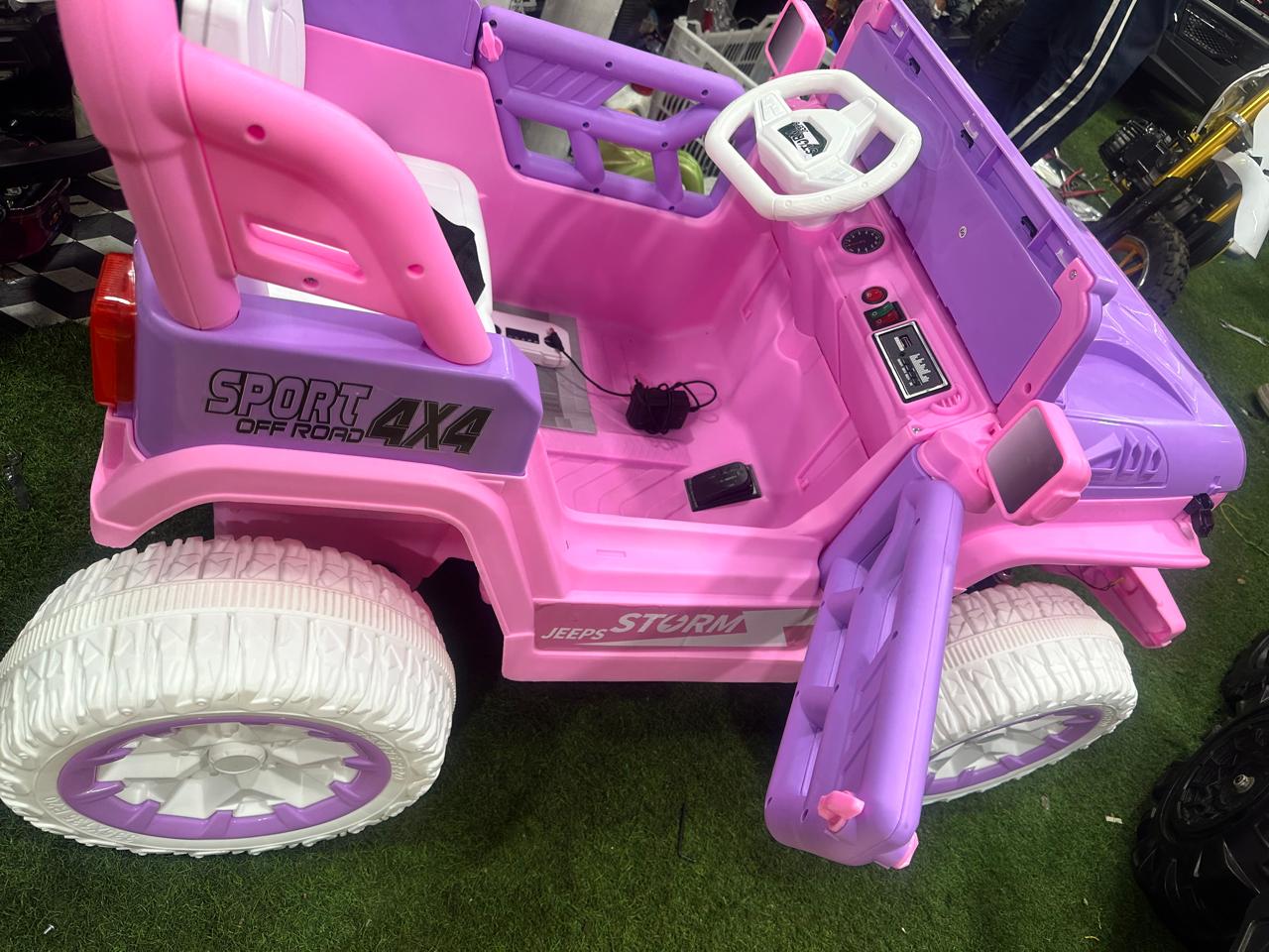 pink jeep 24v 4 by 4 ride on car with bonut open wn502n b