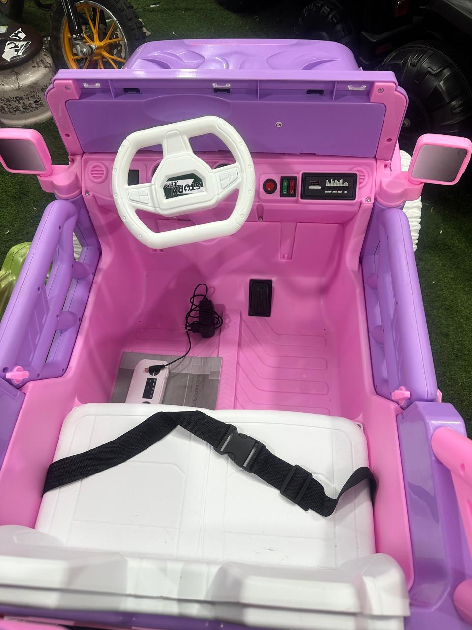 pink jeep 24v 4 by 4 ride on car with bonut open wn502n b