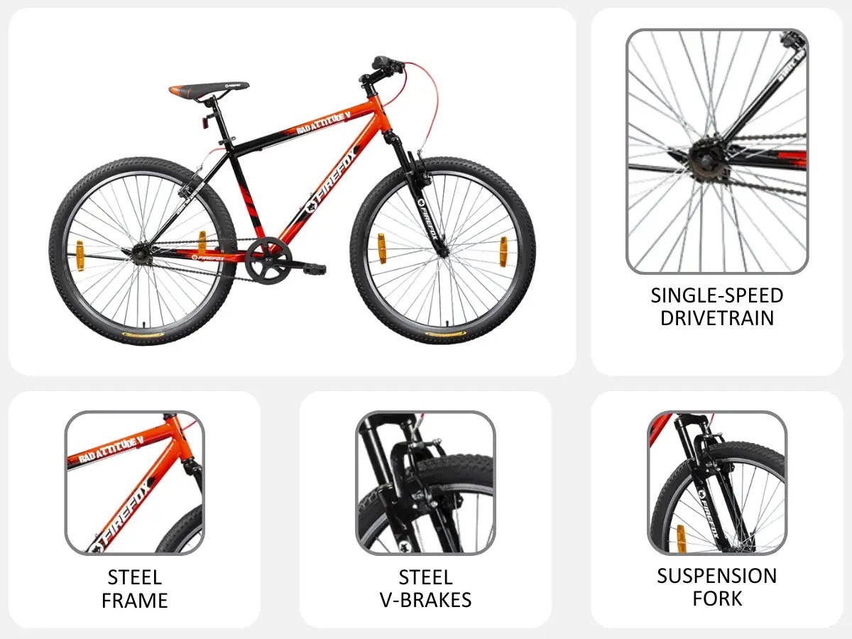 Firefox Bikes Bad Attitude 5-27.5T, Single Speed MTB Rigid Cycle mnstseller Frame: 18 Inches,