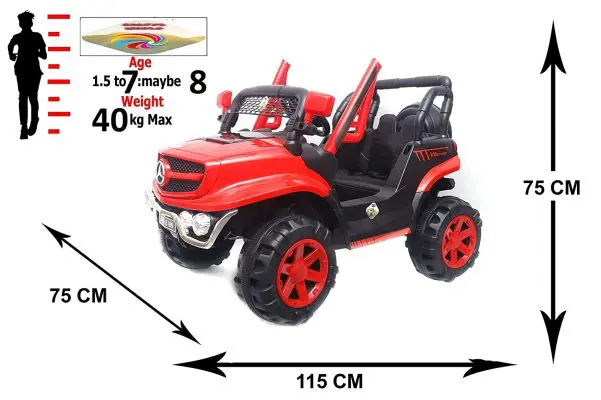 JW2188 MERCEDES – 3 Motors – 12v Safe Battery Operated Ride on Jeep with Swing / Rocking function. 1-8 Years.
