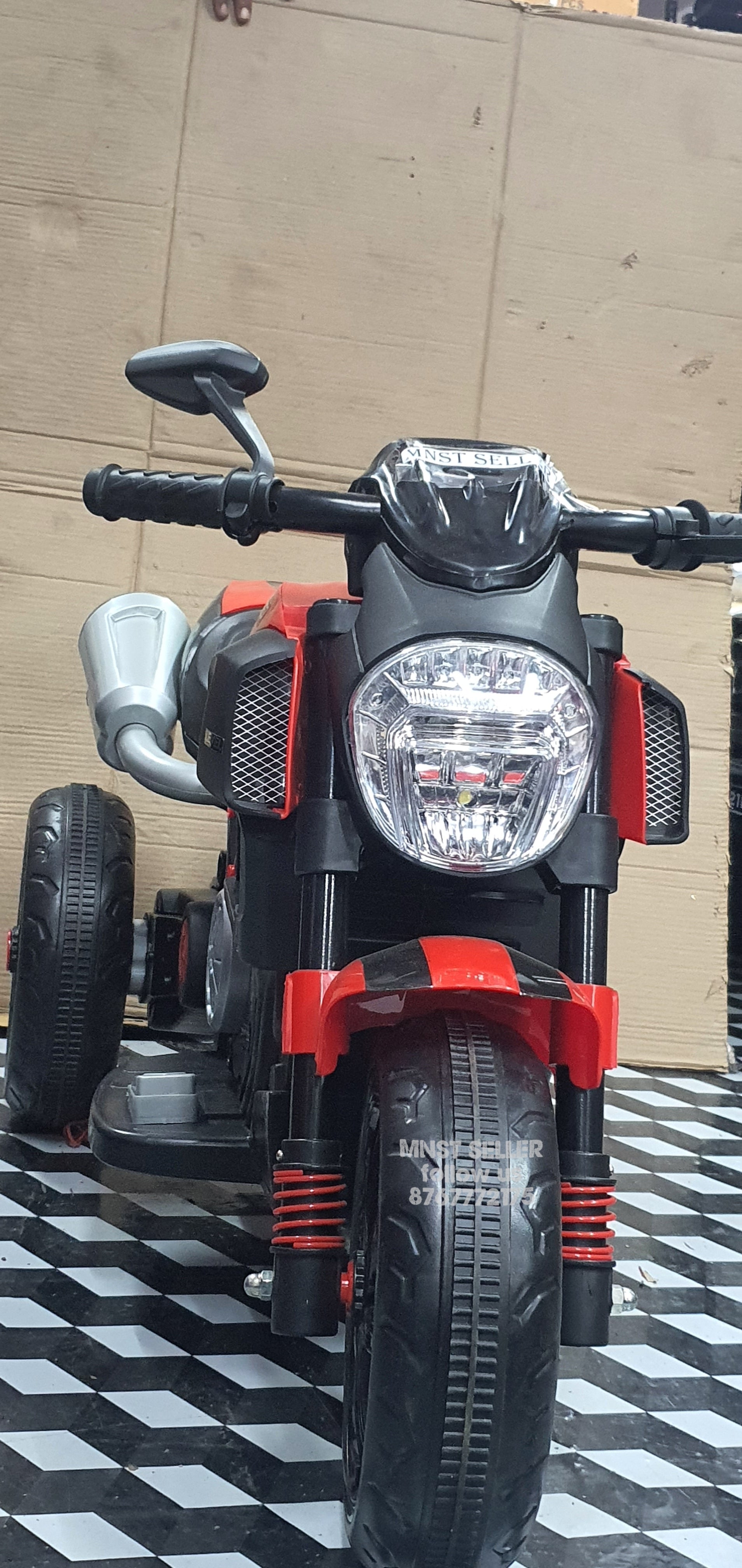 Wheel Rechargeable Battery Operated Ride On Bike for Kids, to Years, Red