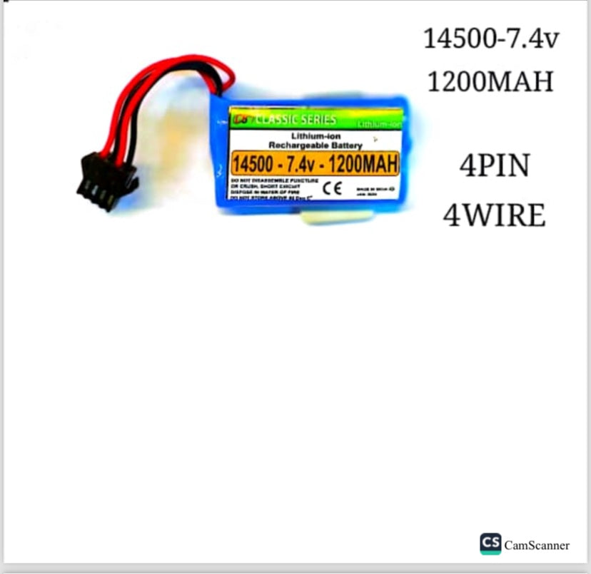 Lithium-ion rechargeable battery 14500 7.4v 1200mah