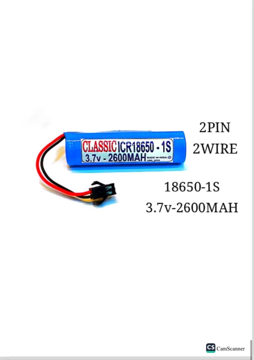 Lithium-ion battery 2pin 2 wire  18650-15   3.7 V