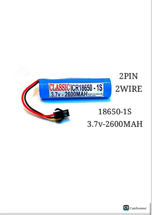 Lithium-ion battery 2pin 2 wire  18650-15   3.7 V