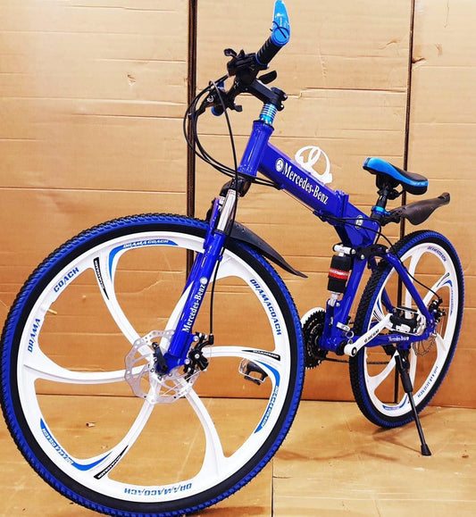 folding mac wheel cycle blue 6s white rim mnstseller 26 inch  21s front and back shockup disk break