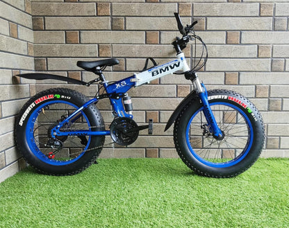 fat tyre 20 by 4 inch cycle foldable 21 gear dual disk break front and back shockup