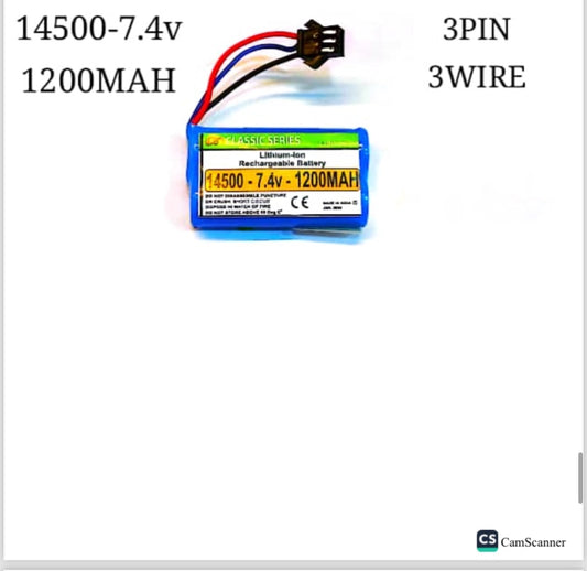 Lithium-ion rechargeable battery 14500 7.4v 1200mah
