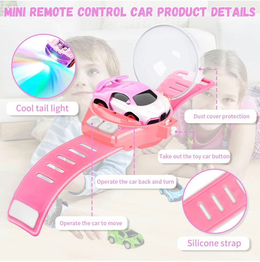 Mini Remote Control Car Watch Die cast Metal car Toys Cute Wrist Racing Car Watch Remote Control Car Toys for Boys and Girls, Interactive Game Toys USB Charging (MULTICOLOUR)