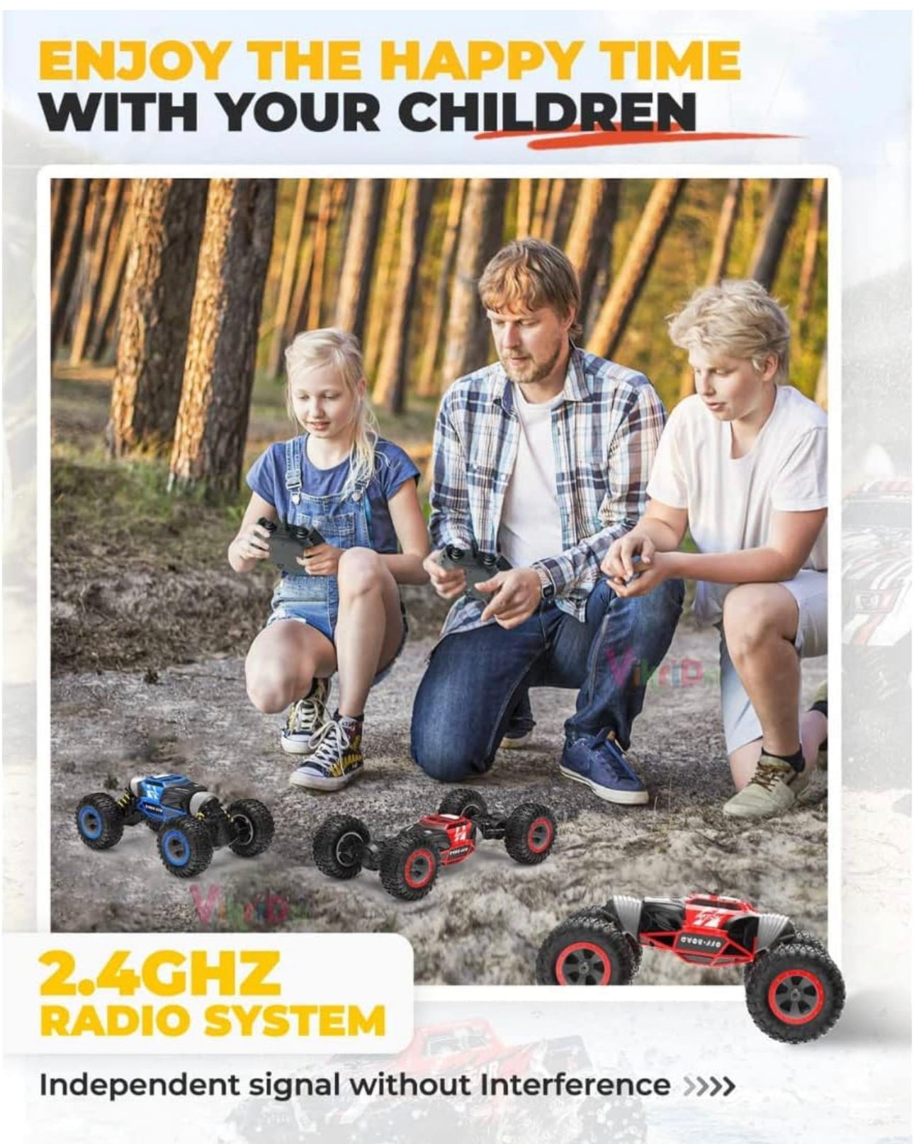 Big Size Double Sided Stunt Racing Moka 4-Wheel Drive Off Road Rock Crawler Remote Control Monster Car with 2.4 GHz for Kids, Multicolor