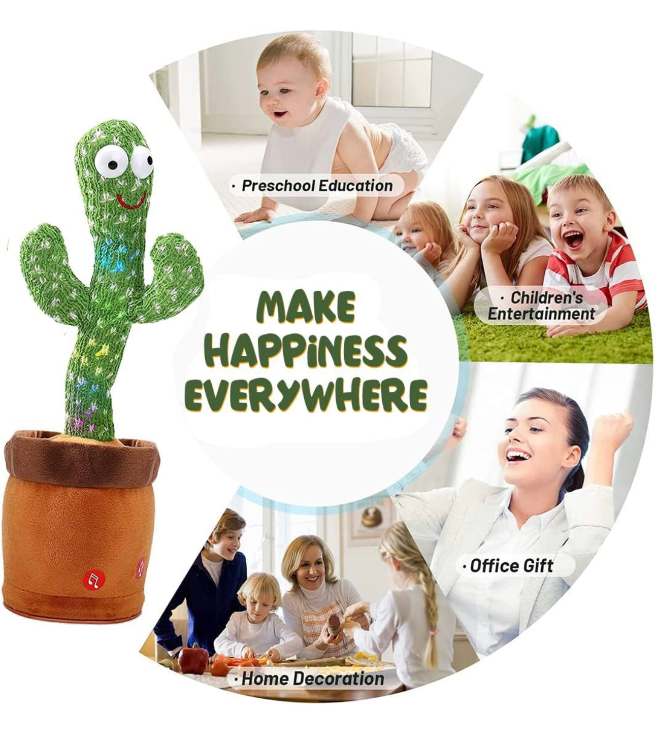 Toys Talking Cactus For Kids Dancing Cactus Toys Can Sing Wriggle & Singing Recording Repeat What You Say Funny Education Toys Playing Home Decor Items For Kids,Green