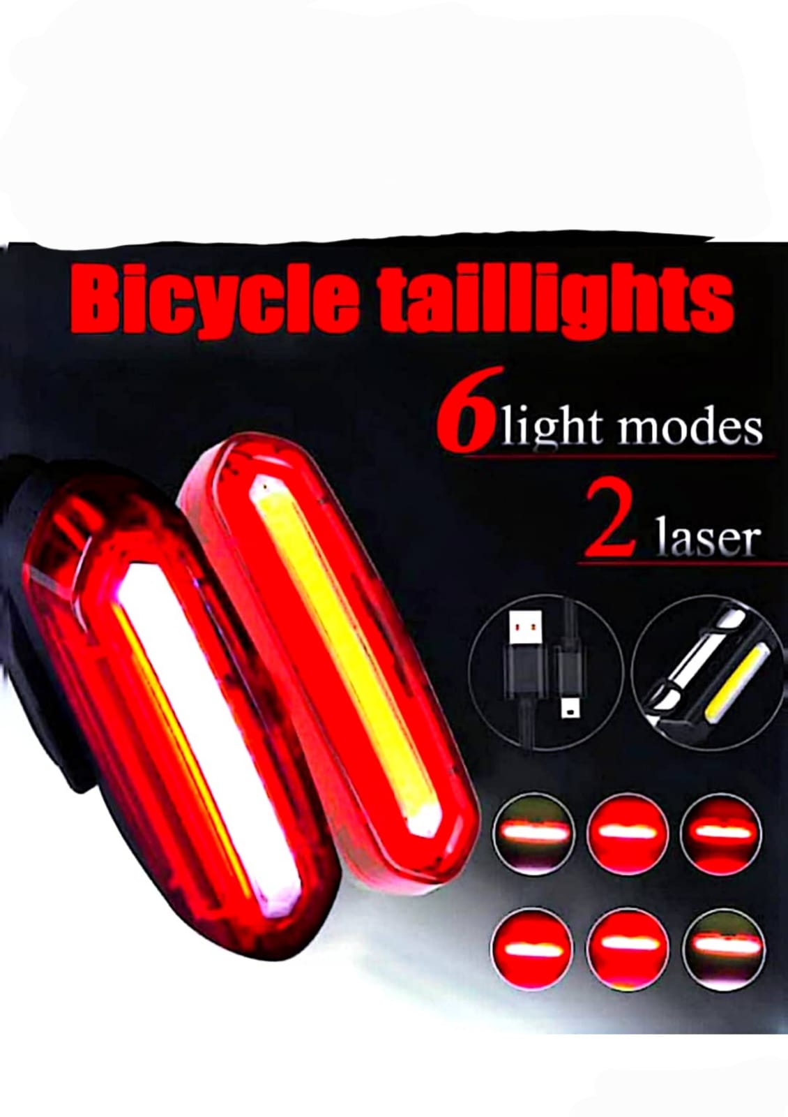 bicycle taillghts 6 liht modes  2 laser