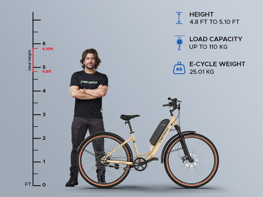 EMotorad ST-X Unisex City Electric Cycle with 7.65Ah Li-Ion Removable Battery | High-T Step-Through Steel Frame | Cluster C2 Display | 5 Levels of Pedal Assist | 250W Rear Hub Motor (Beige)