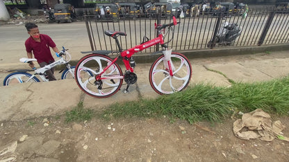 folding mac wheel cycle red white 6s mnstseller 26 inch  21s front and back shockup disk break